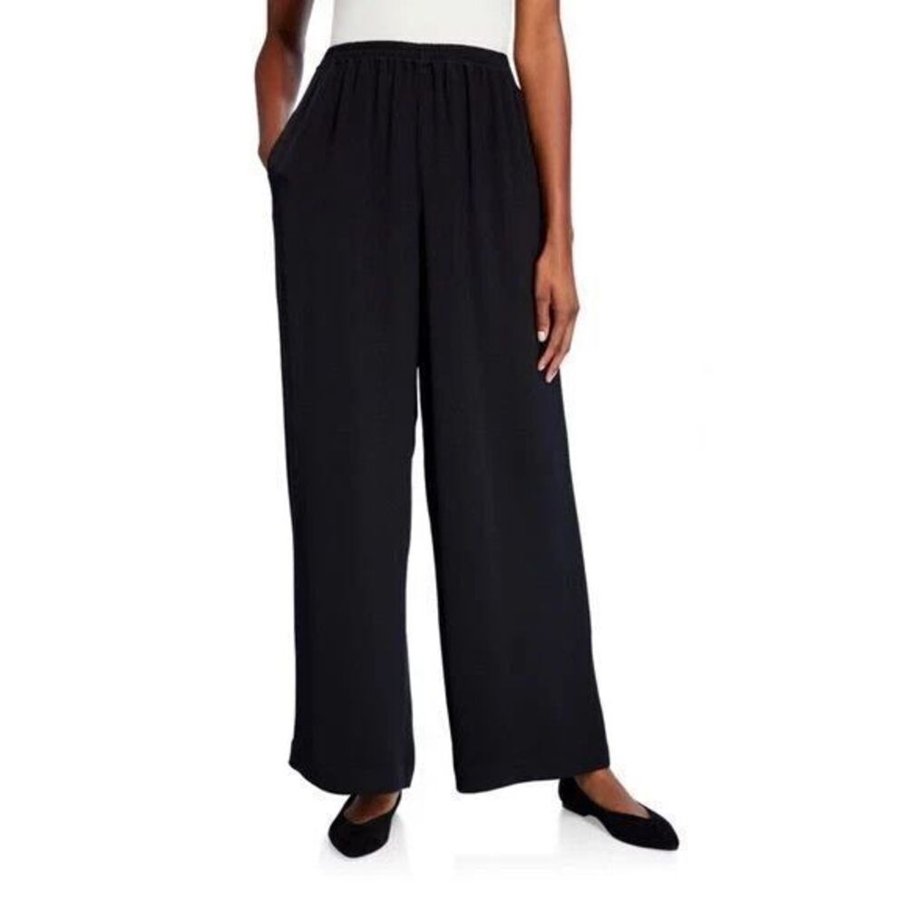 Eskandar Womens Black Wool/Cashmere Pull-On Pants Flowy Trousers 0 US 6-8